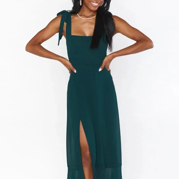 Claire Midi Dress- Emerald Green Chiffon Claire Midi Dress- Emerald Green Chiffon